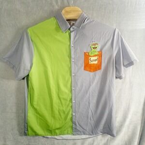 Aloha Hawaiian Oscar The Grouch Button Up Shirt Mens  XXL Resortwear Color block